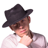 Black Velour Gangster Fedora Hats